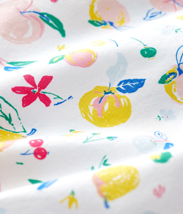 Blouse van popeline met korte mouwen voor babymeisjes wit/multicouleur