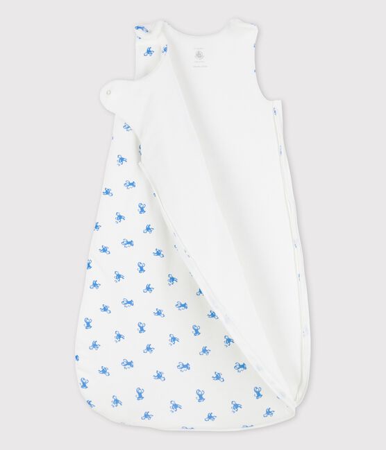 Trappelzakje voor baby's in biokatoen wit MARSHMALLOW/blauw BRASIER
