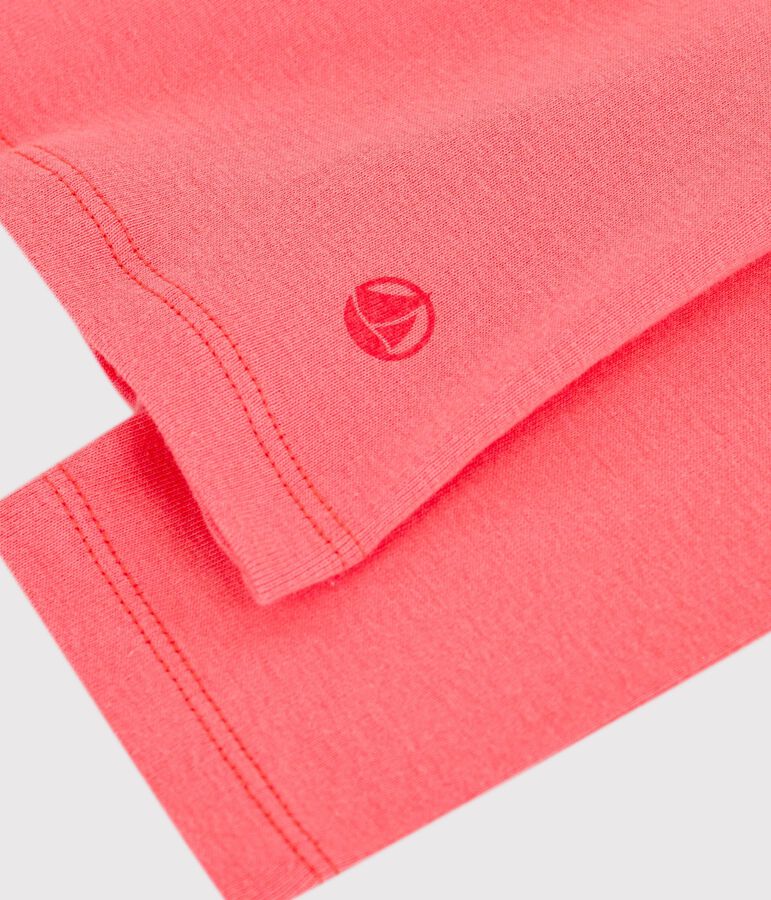 Tee-shirt femme en coton manches longue uni rose