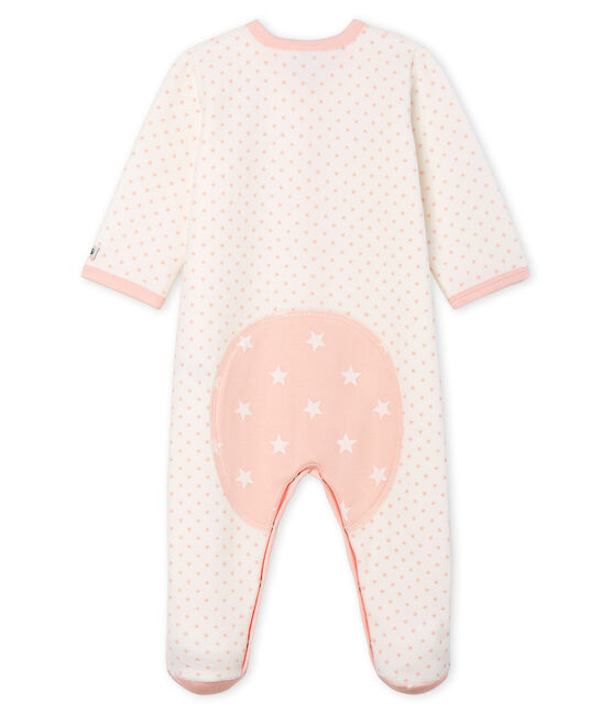 Dors bien bébé fille en velours blanc MARSHMALLOW/rose MINOIS
