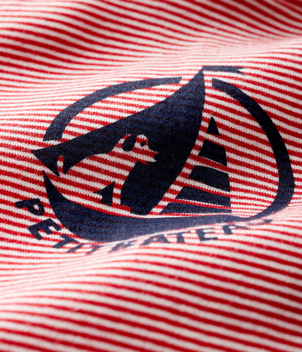 Body manches longues col roul&eacute; b&eacute;b&eacute; rouge/blanc