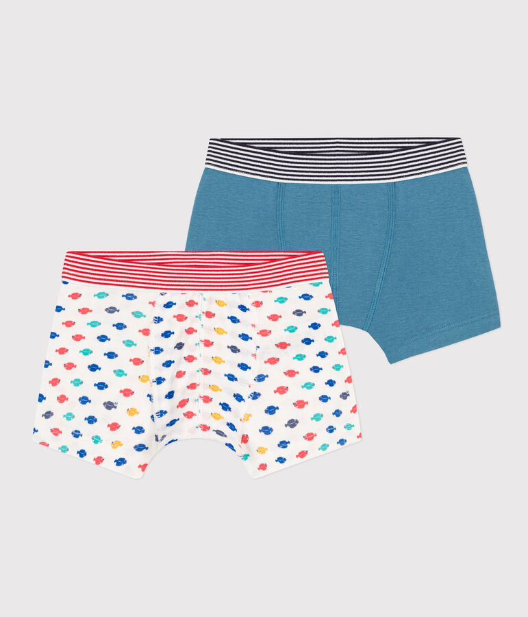 Set van 2 boxershorts voor jongens met zeedieren in katoen multicouleur