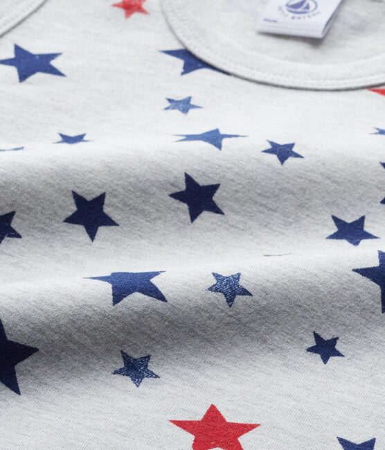 Débardeur garçon imprimé en jersey stretch gris BELUGA/blanc MULTICO