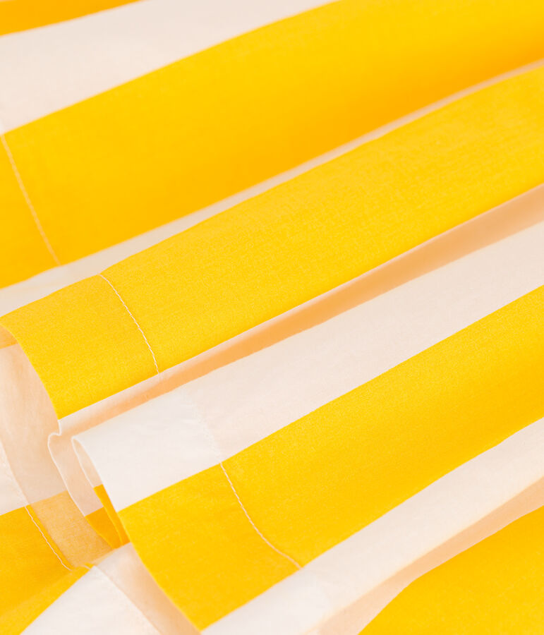 Jupe enfant en coton &agrave; rayures blanc/jaune