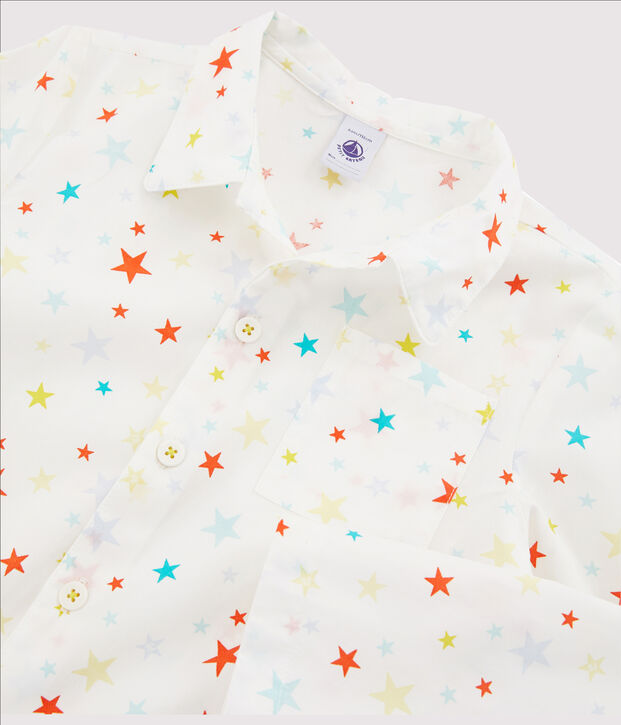 Jongenspyjama van twill wit/multicouleur