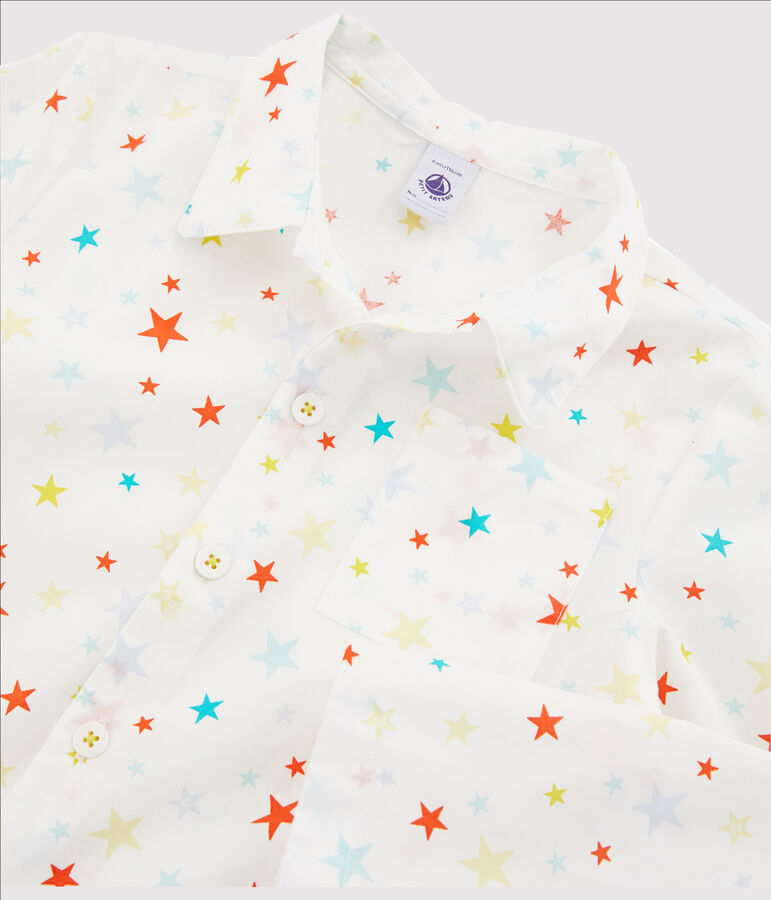 Pyjama petit gar&ccedil;on en twill blanc/multicouleur