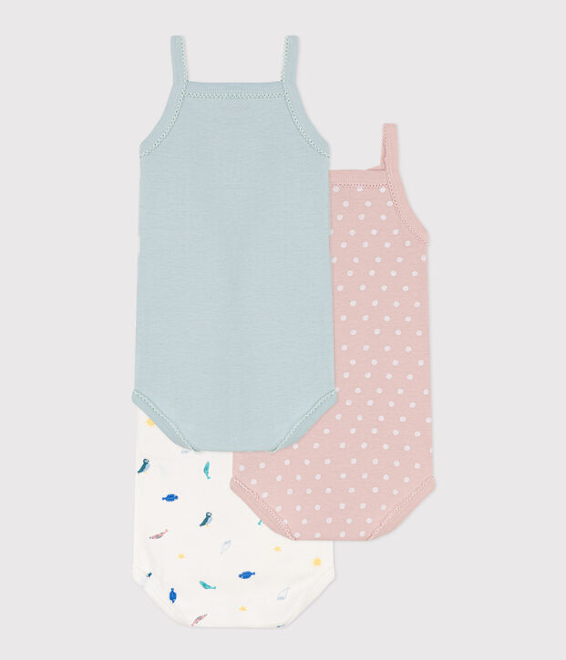 Lot de 3 bodies bretelles animaux marins en coton multicouleur