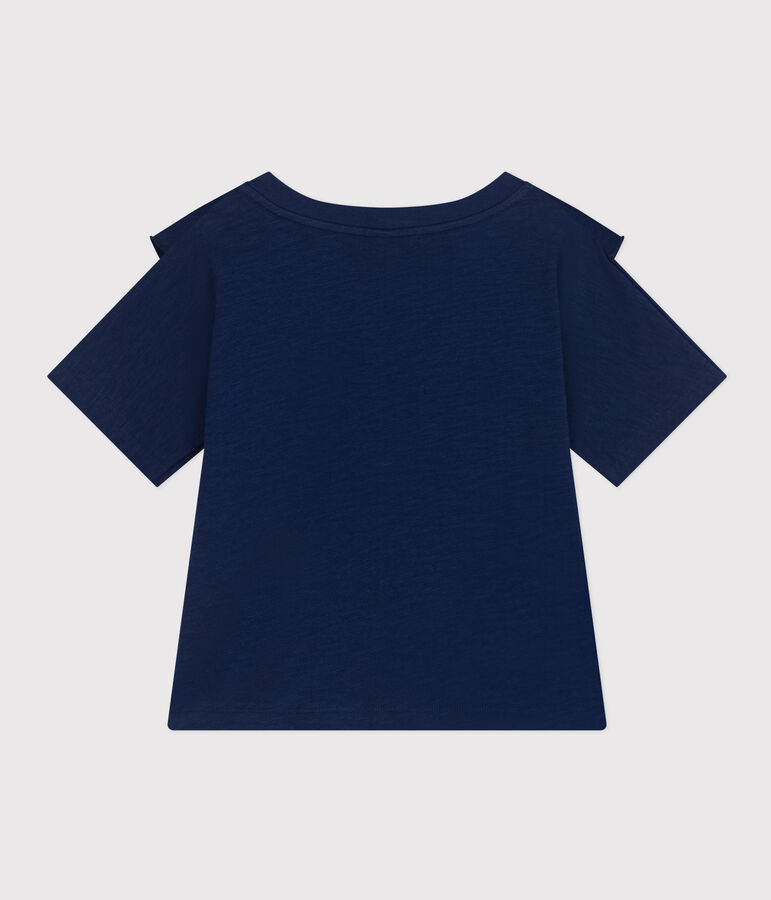 T-shirt van gevlamde jersey voor meisjes blauw