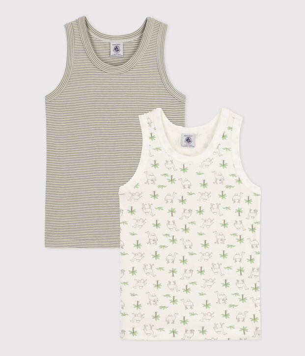 Set van 2 jongenshemdjes met dromedarisprint in katoen multicouleur