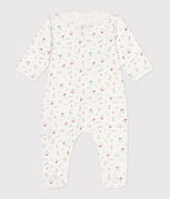 Katoenen babypyjama met bloemenprint wit MARSHMALLOW/wit MULTICO