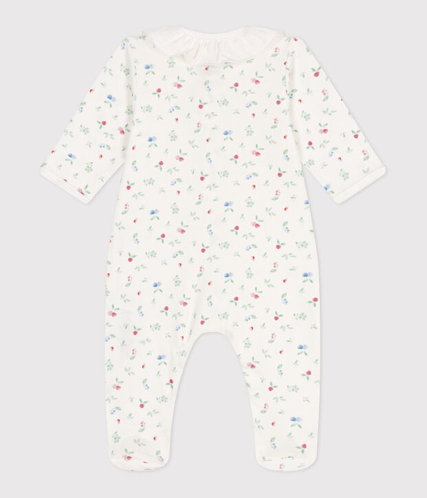 Katoenen babypyjama met bloemenprint wit/multicouleur