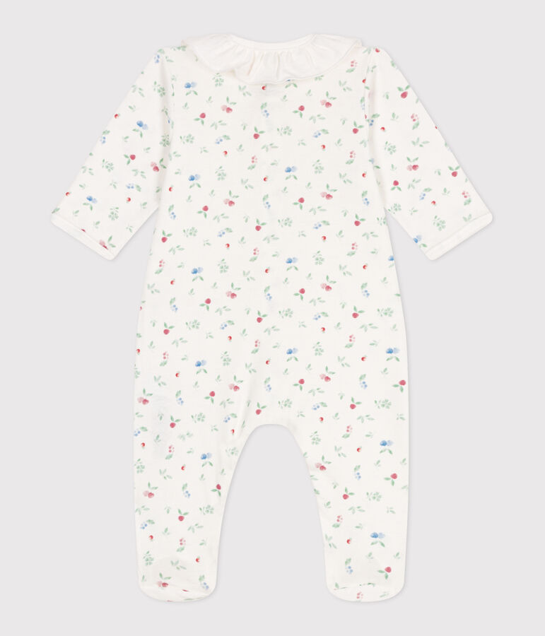 Katoenen babypyjama met bloemenprint wit/multicouleur