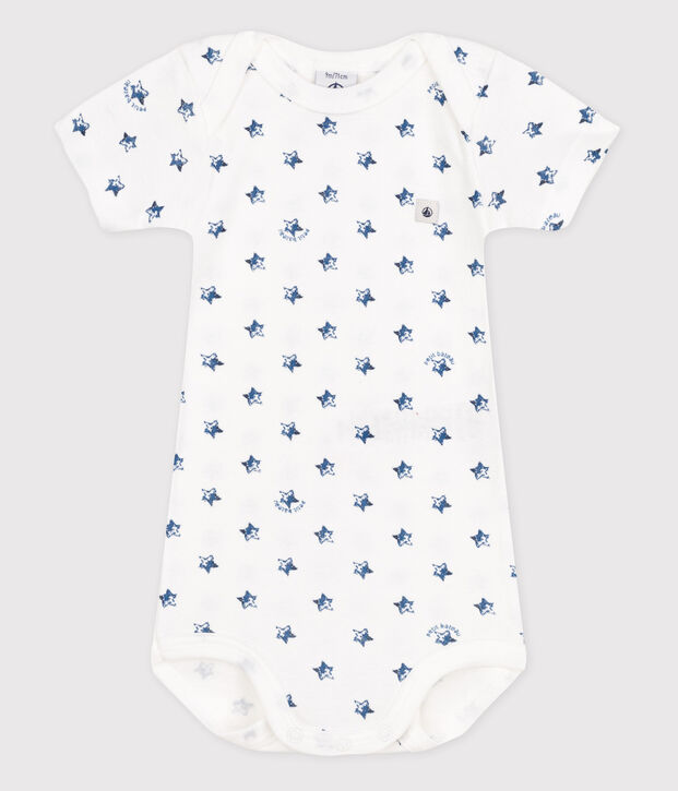 Babybody met korte mouwen wit/blauw
