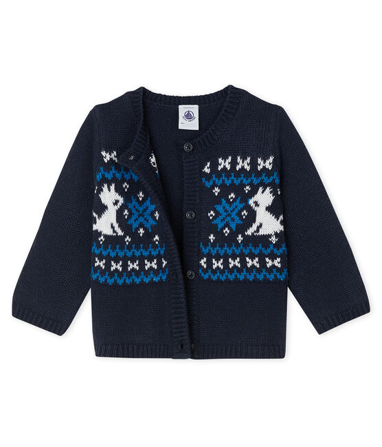 Cardigan van wol en katoen voor jongens blauw SMOKING/wit MULTICO