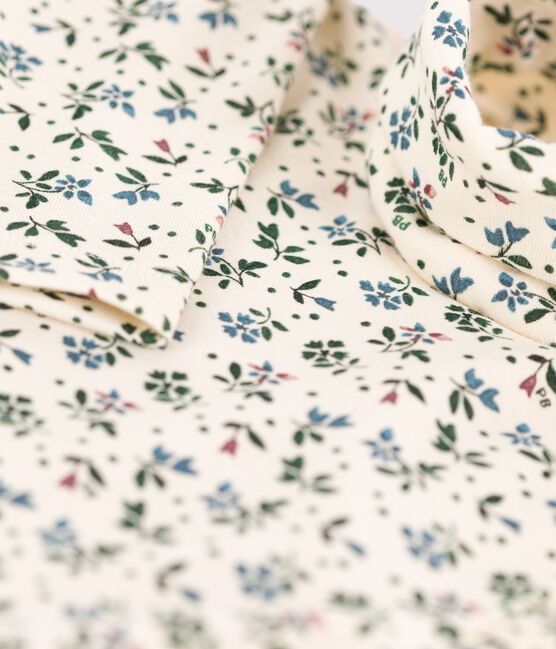 Sous-pull imprimé fleuri en coton enfant fille blanc AVALANCHE+VALLEE/ MULTICO