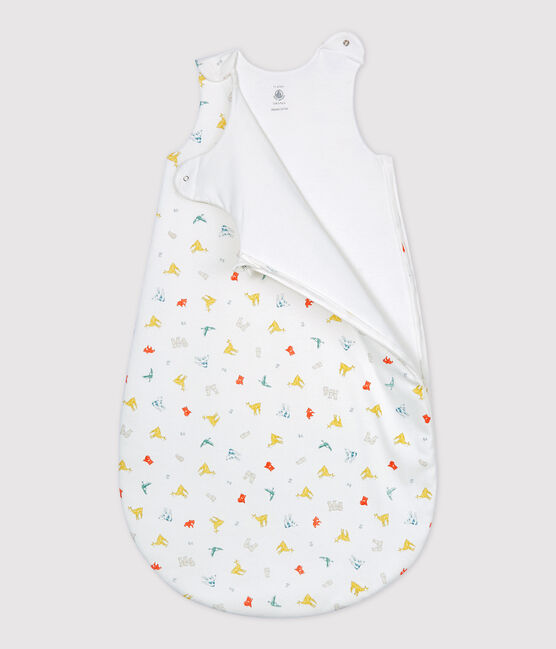Gigoteuse bébé imprimé animaux colorés en coton biologique blanc MARSHMALLOW/blanc MULTICO
