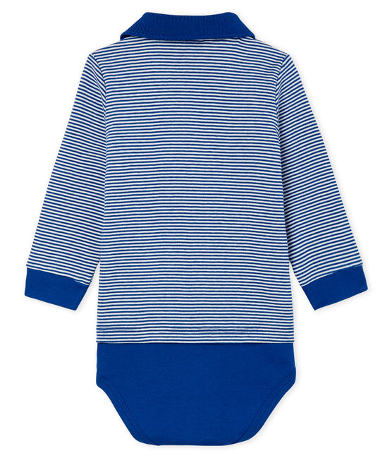 Body polo rayure milleraies bébé garçon bleu LIMOGES/blanc MARSHMALLOW