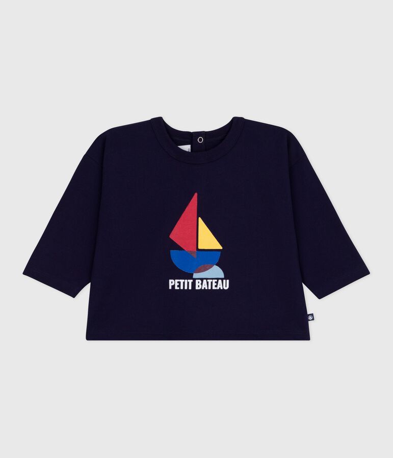 Baby T-shirt van katoen met lange mouwen blauw