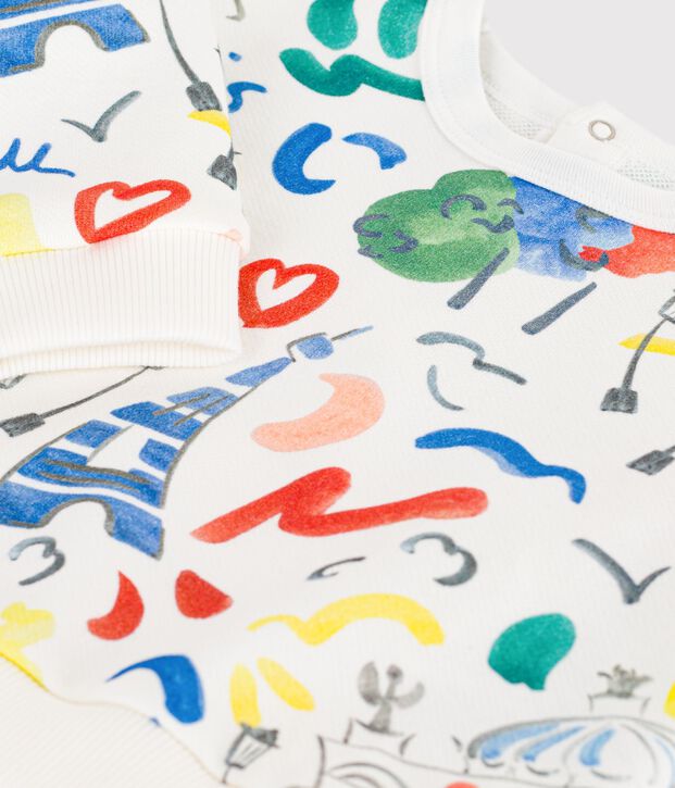 Katoenen sweatshirt met Op&eacute;ra van Parijs-print voor baby's wit/multicouleur