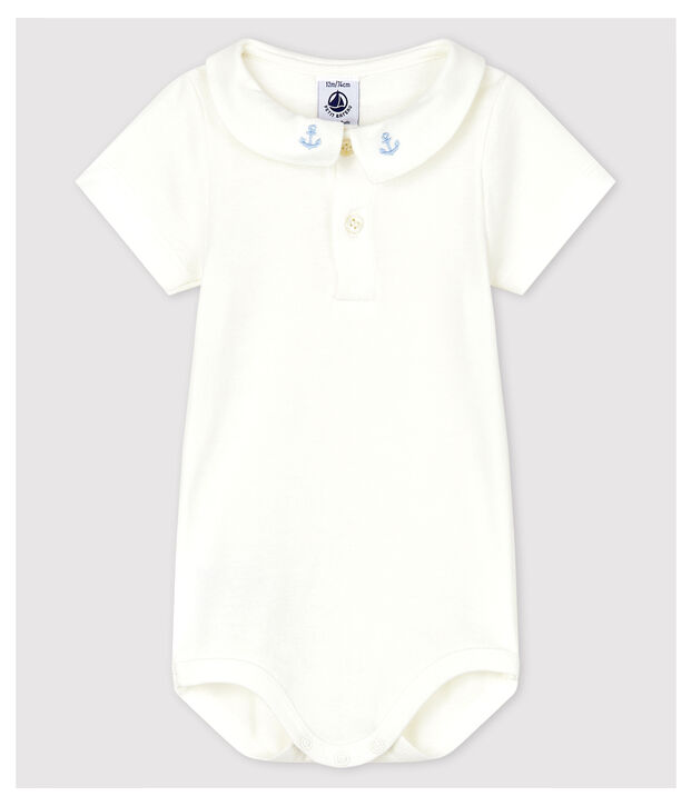 Katoenen romper met borduursel voor babyjongens wit