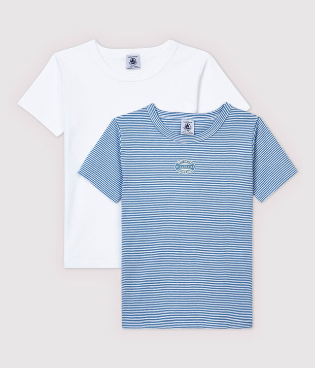 Lot de 2 tee-shirts petit gar&ccedil;on en coton biologique multicouleur
