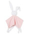 Doudou lapin bébé en côte rose CHARME/blanc MARSHMALLOW