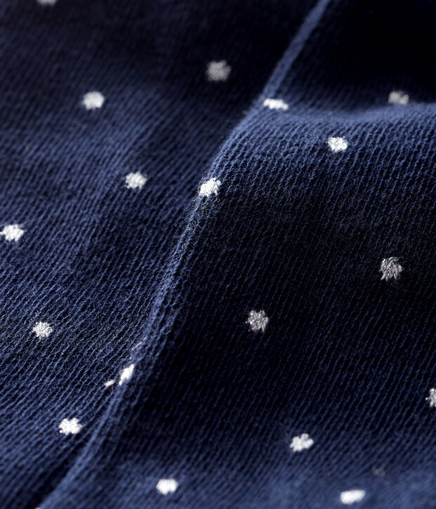 Collant &agrave; pois b&eacute;b&eacute; fille bleu/gris