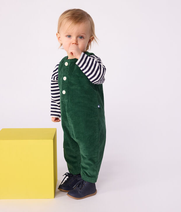 Lang babypakje in effen fluweel groen