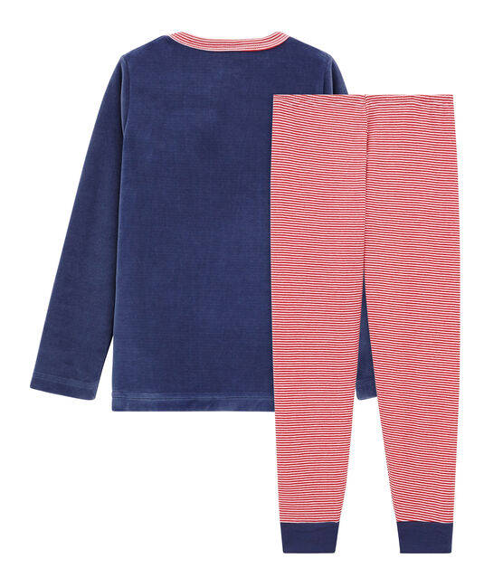 Velours jongenspyjama blauw CHALOUPE/wit MULTICO