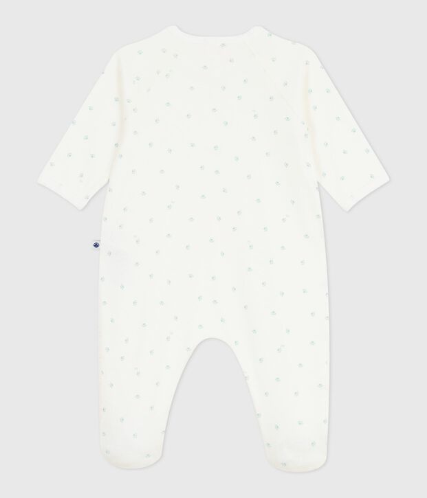 Katoenen babypyjama met print wit/blauw