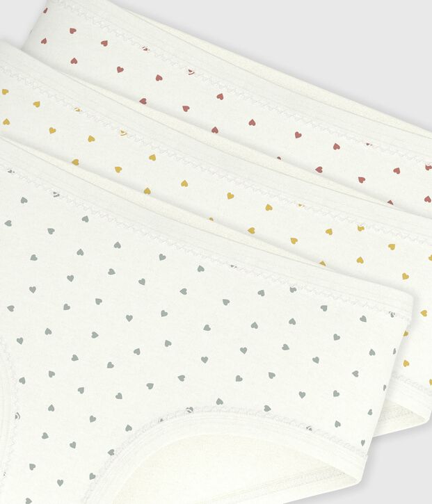 Set van 3 katoenen onderbroekjes met hoge taille en hartjesprint voor kinderen multicouleur