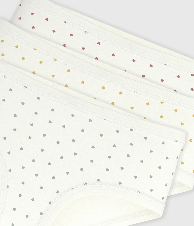 Set van 3 katoenen onderbroekjes met hoge taille en hartjesprint voor kinderen variante 1