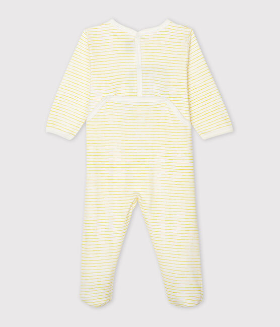 Babypyjama van ribstof wit MARSHMALLOW/geel SHINE