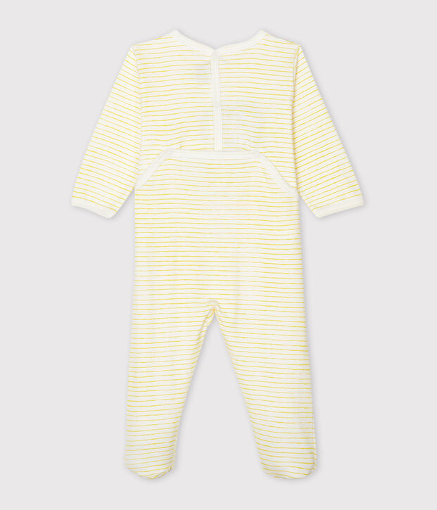 Babypyjama van ribstof wit/geel