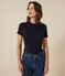 Tee-shirt l'Iconique manches courtes en côte unie femme bleu SMOKING