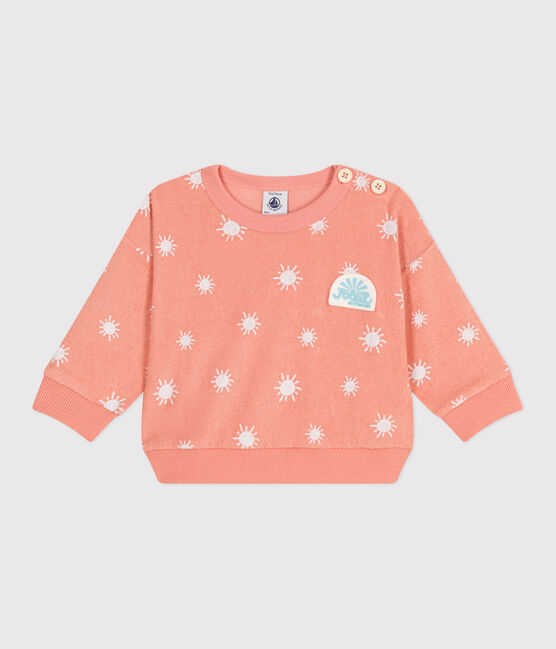 Sweat bébé en coton éponge, imprimé soleils orange ABRICOT/ MARSHMALLOW