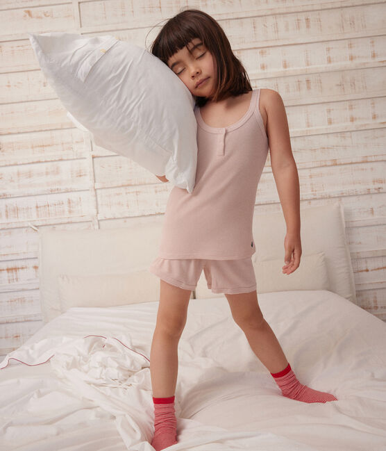 Pyjama short et débardeur uni en coton et lyocell enfant rose SALINE