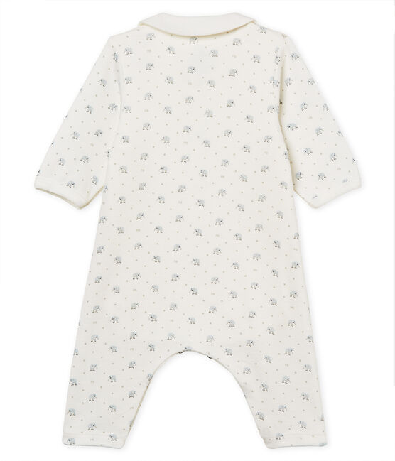 Bodyjama sans pieds bébé garçon en côte 1x1 imprimée blanc MARSHMALLOW/blanc MULTICO
