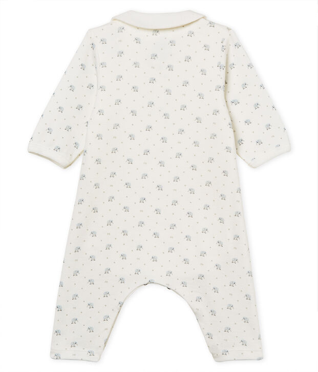 Bodyjama zonder voetjes voor babyjongens van 1x1 ribstof met print wit/multicouleur