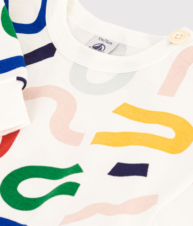 Sweatshirt van dunne fleece voor baby's wit/multicouleur