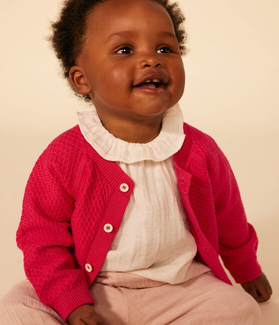 Katoenen gebreide babycardigan roze DELHI