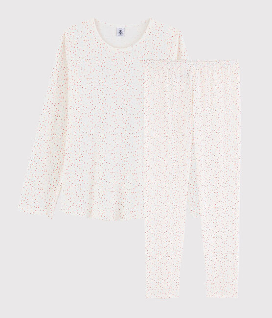 Pyjama pois multico fille - femme en coton biologique blanc MARSHMALLOW/blanc MULTICO