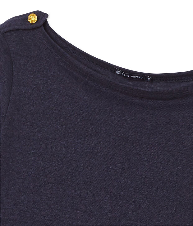 Dames-T-shirt in linnen blauw