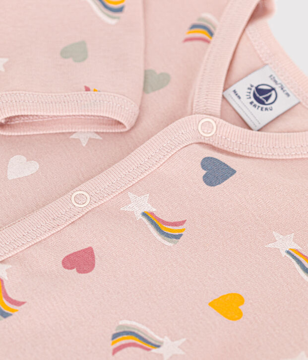 Pyjama sans pieds imprim&eacute; en coton b&eacute;b&eacute; rose/multicouleur