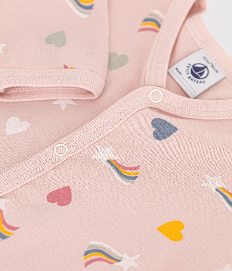 Katoenen babypyjama zonder voetjes met print roze/multicouleur