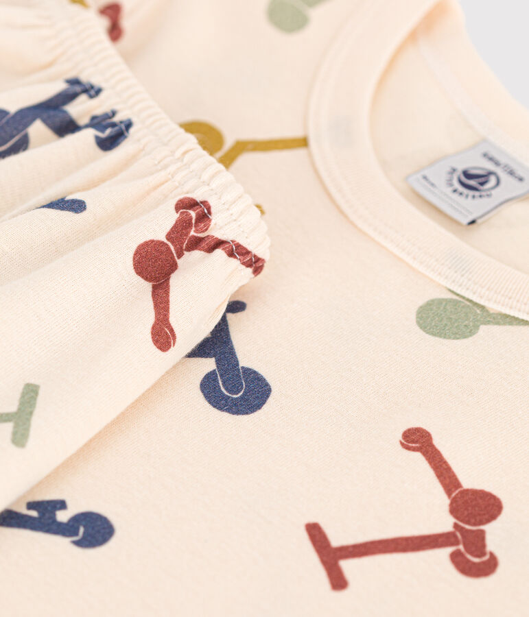 Katoenen pyjamashort met print van steps voor kinderen ecru/multicouleur