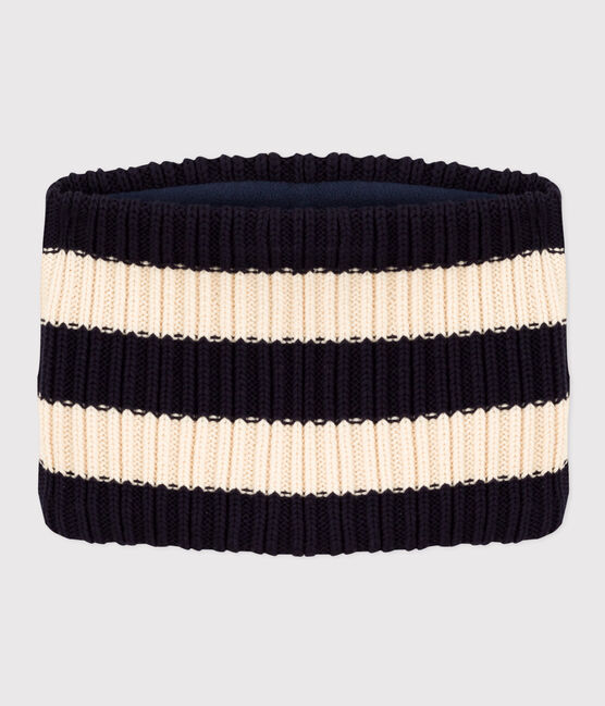 Snood rayé en tricot doublé en polaire bébé/enfant garçon-fille bleu SMOKING/ AVALANCHE