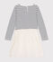 Robe en tubique et tulle enfant fille blanc MARSHMALLOW/blanc MULTICO