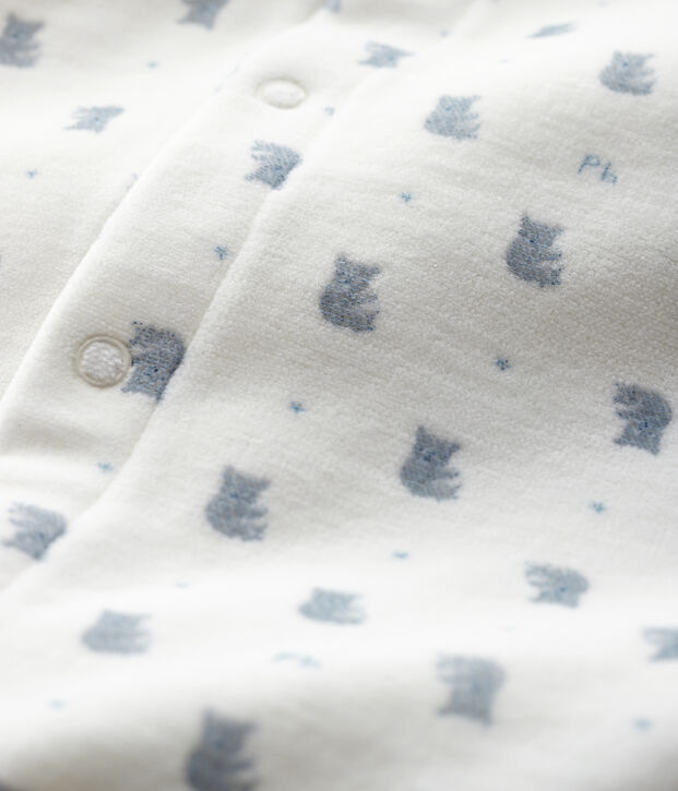 Fluwelen bodyjama met koala-print voor babyjongens wit/multicouleur