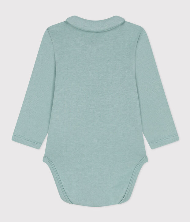 Katoenen body met lange mouwen en kraagje voor baby's groen